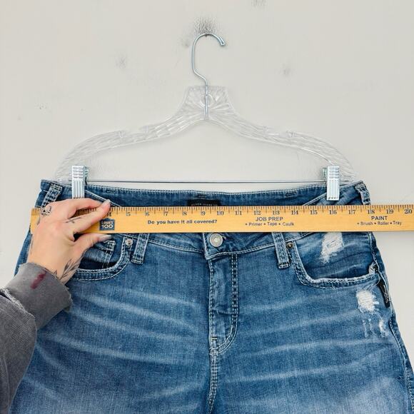 Silver Jeans Boyfriend Blue Denim Shorts Women’s Size 16 - Picture 2 of 8